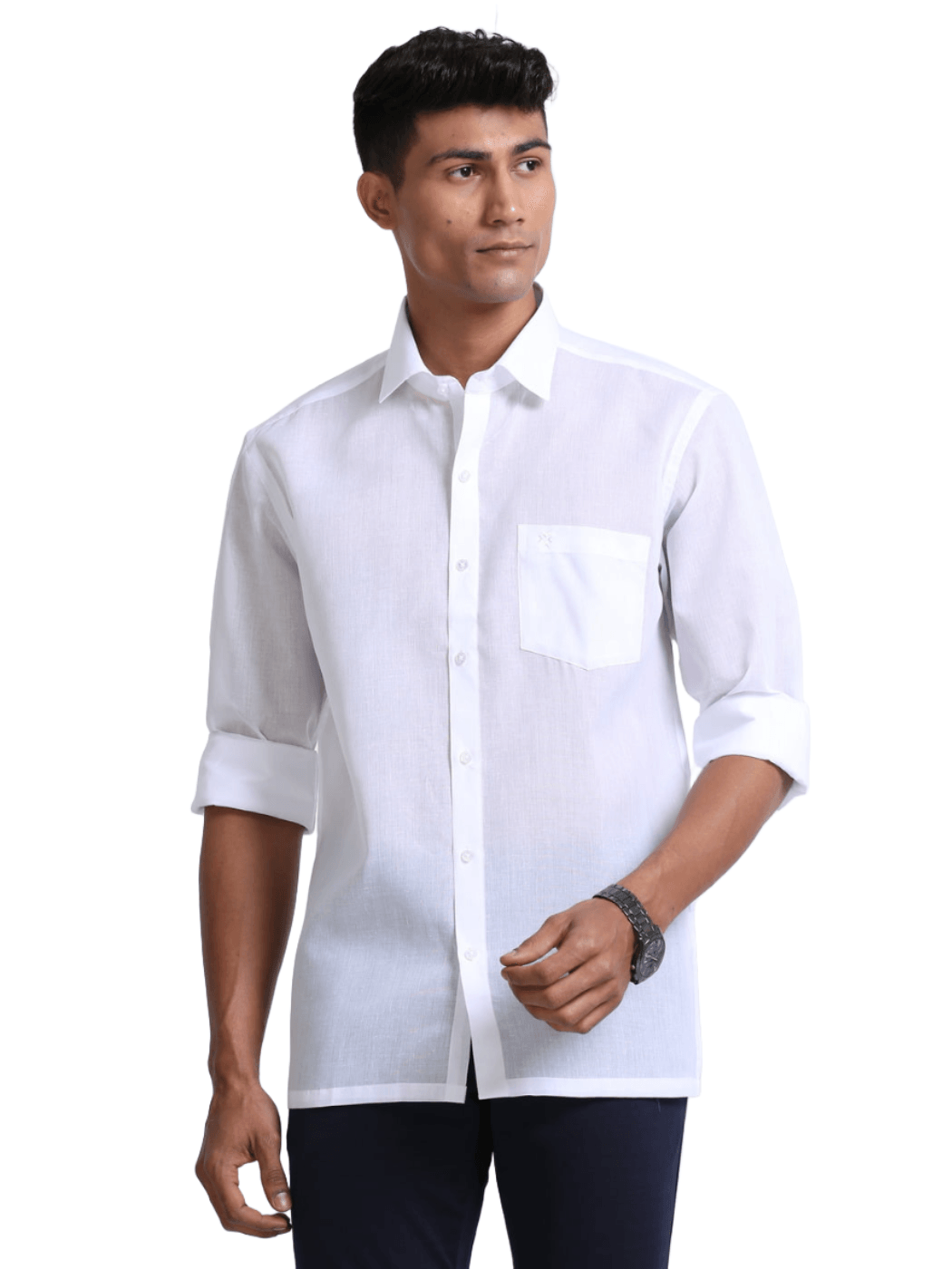 Cotton Linen White Shirt Full Sleeve