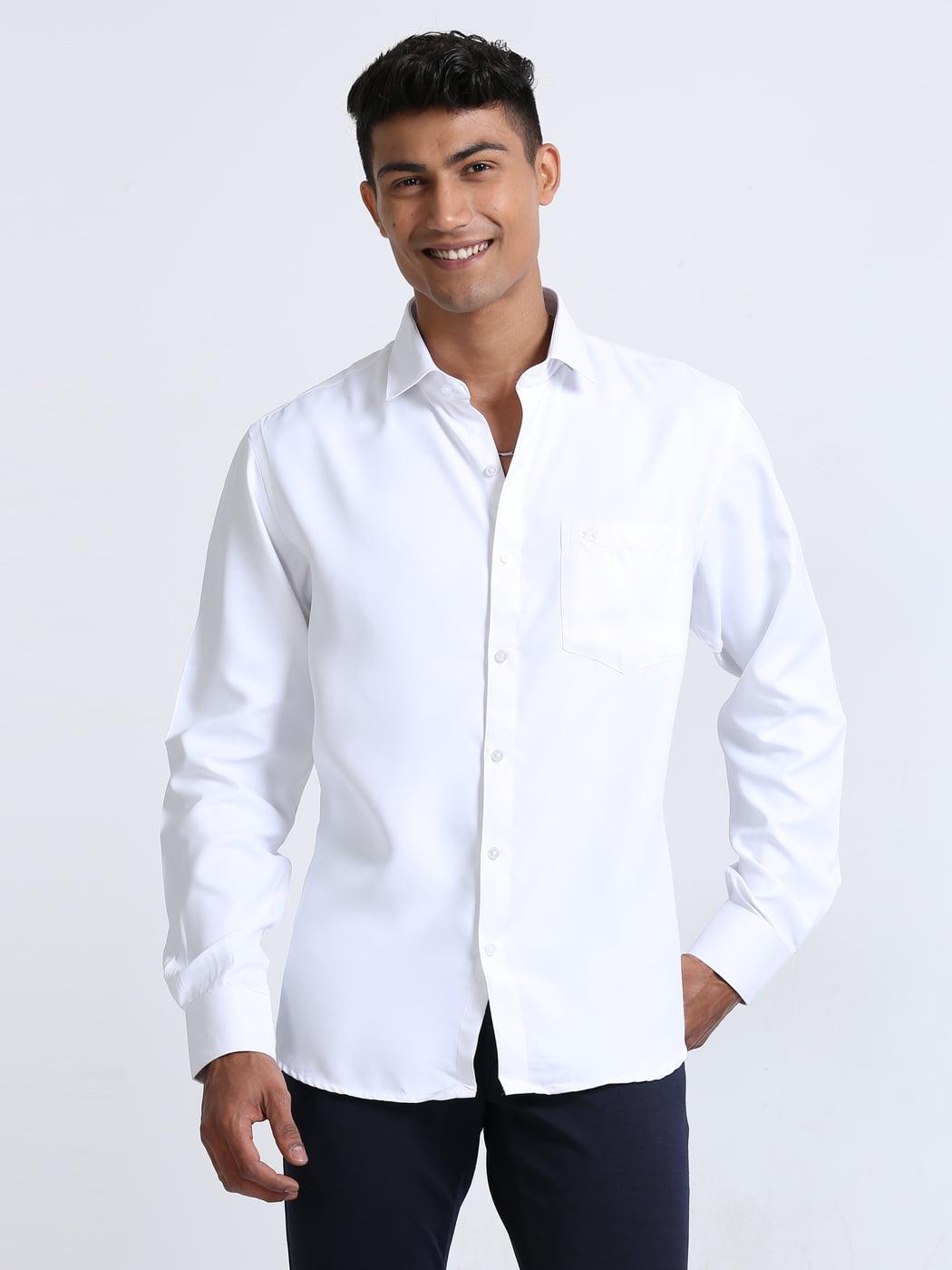 Economic White Shirt Full Sleeve