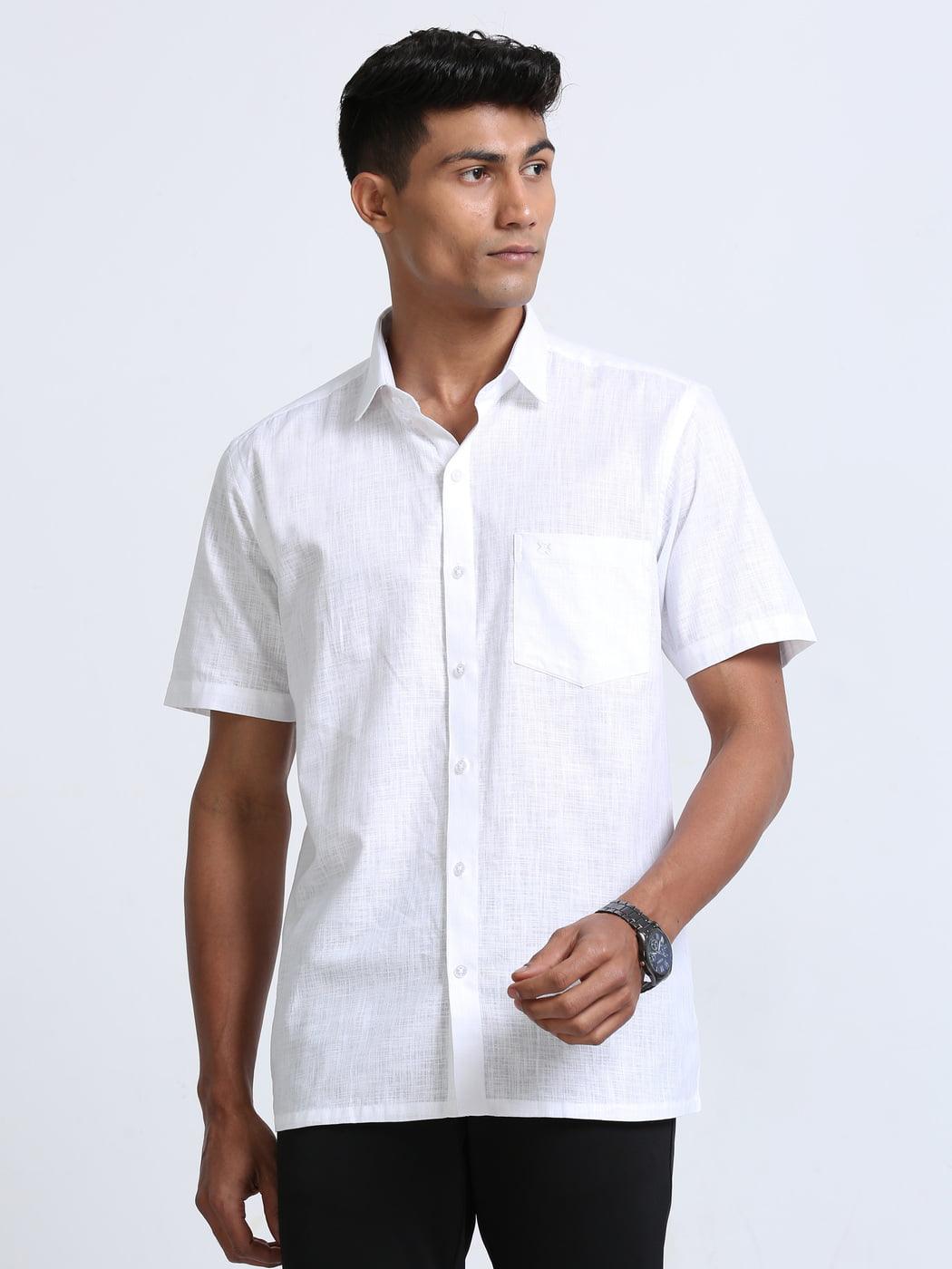 Cotton Finish White Shirt Half Sleeve