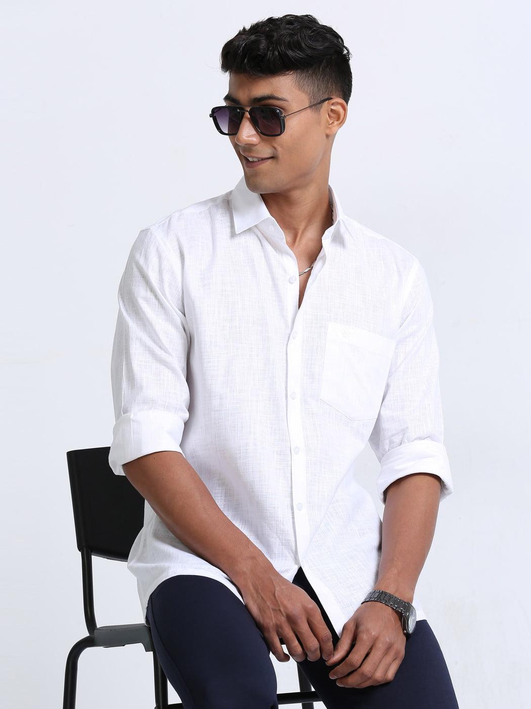 Cotton Finish White Shirt Full Sleeve