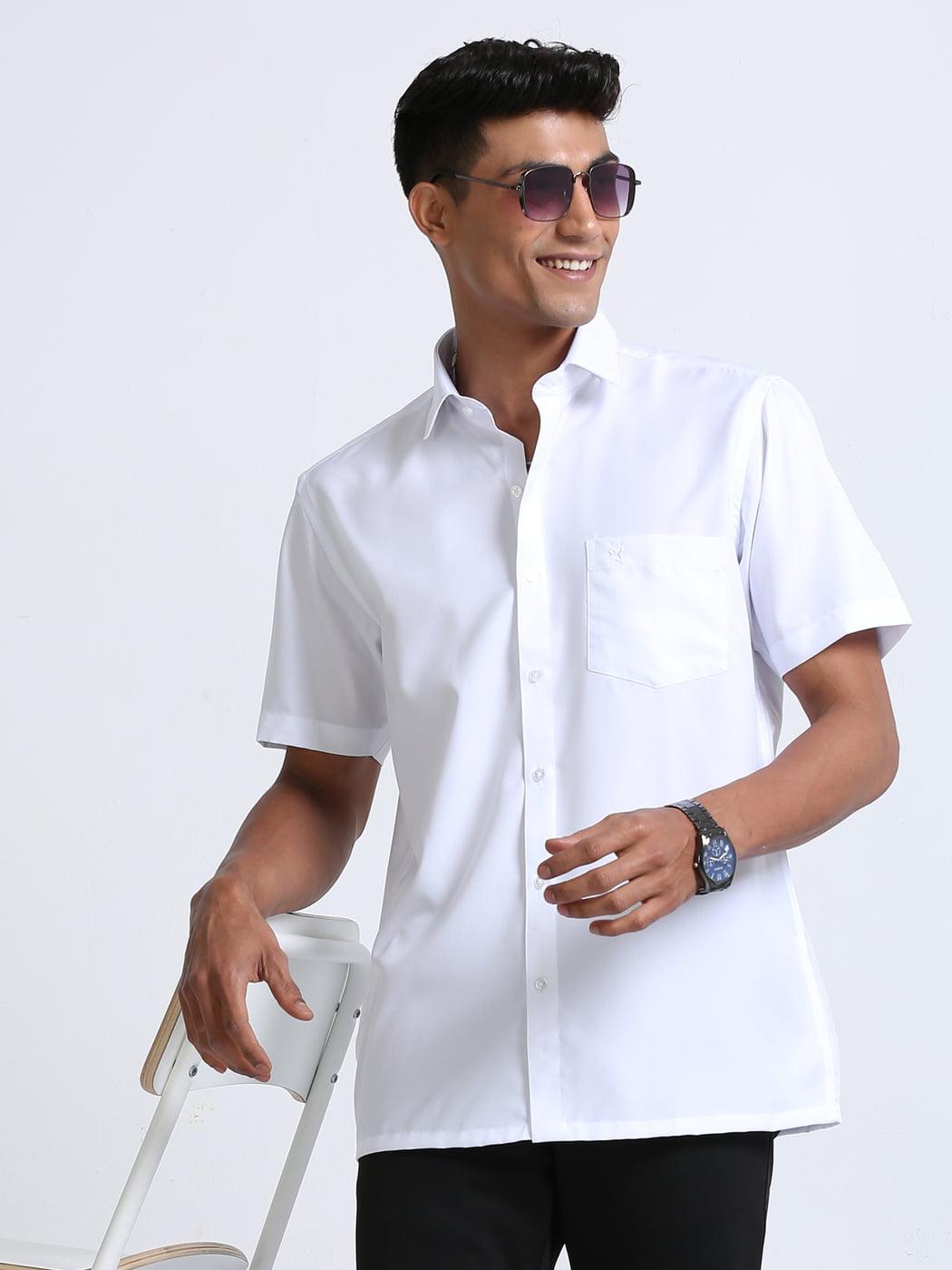 Fine Cotton White Shirt Half Sleeve