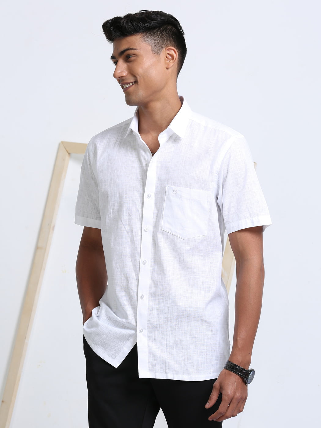 Cotton Finish White Shirt Half Sleeve