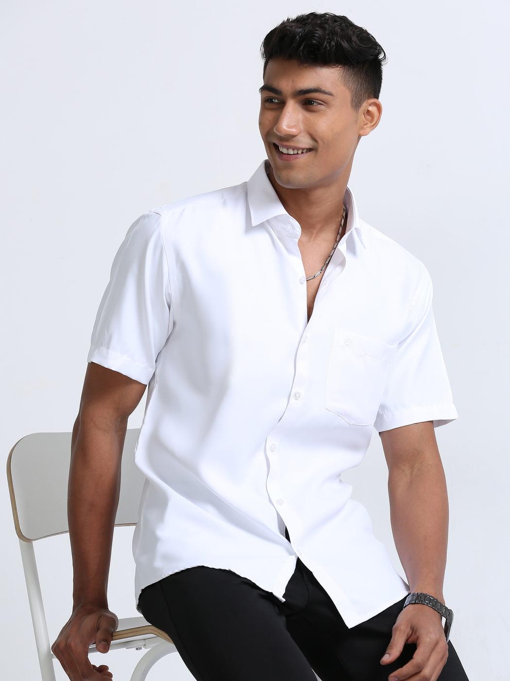 Economic White Shirt Half Sleeve