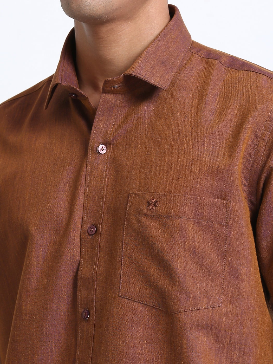 Cotton Linen Brown Colour Shirt Half Sleeve