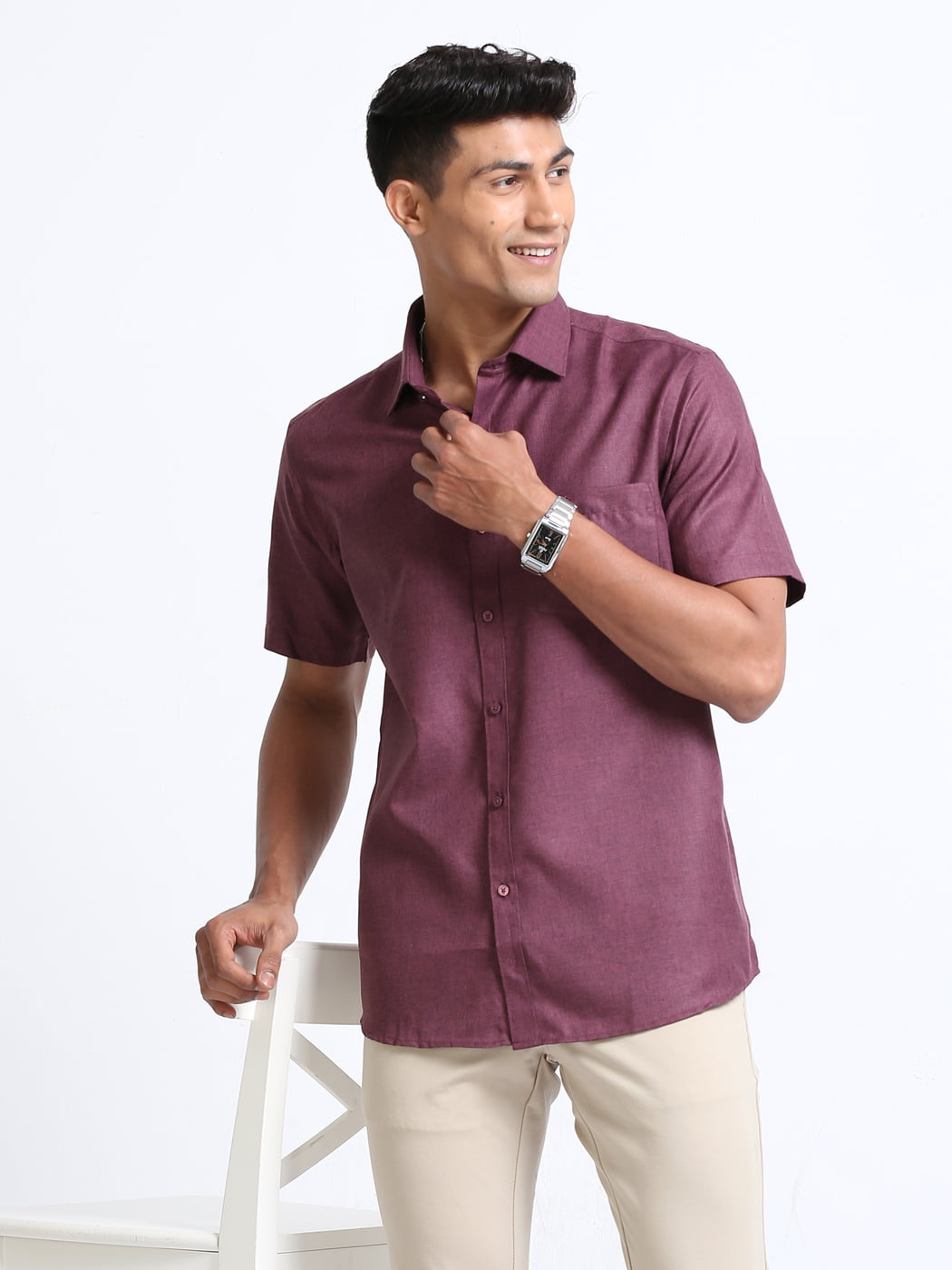 Economic Shirt Purple Colour Half Sleeve