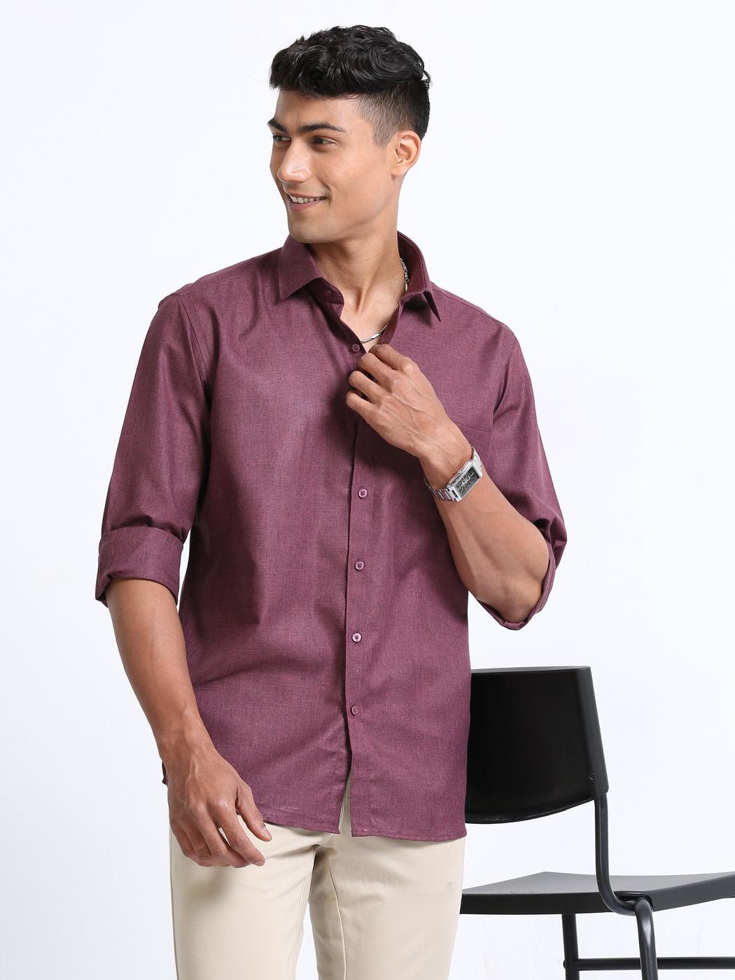 Economic Shirt Purple Colour Full Sleeve