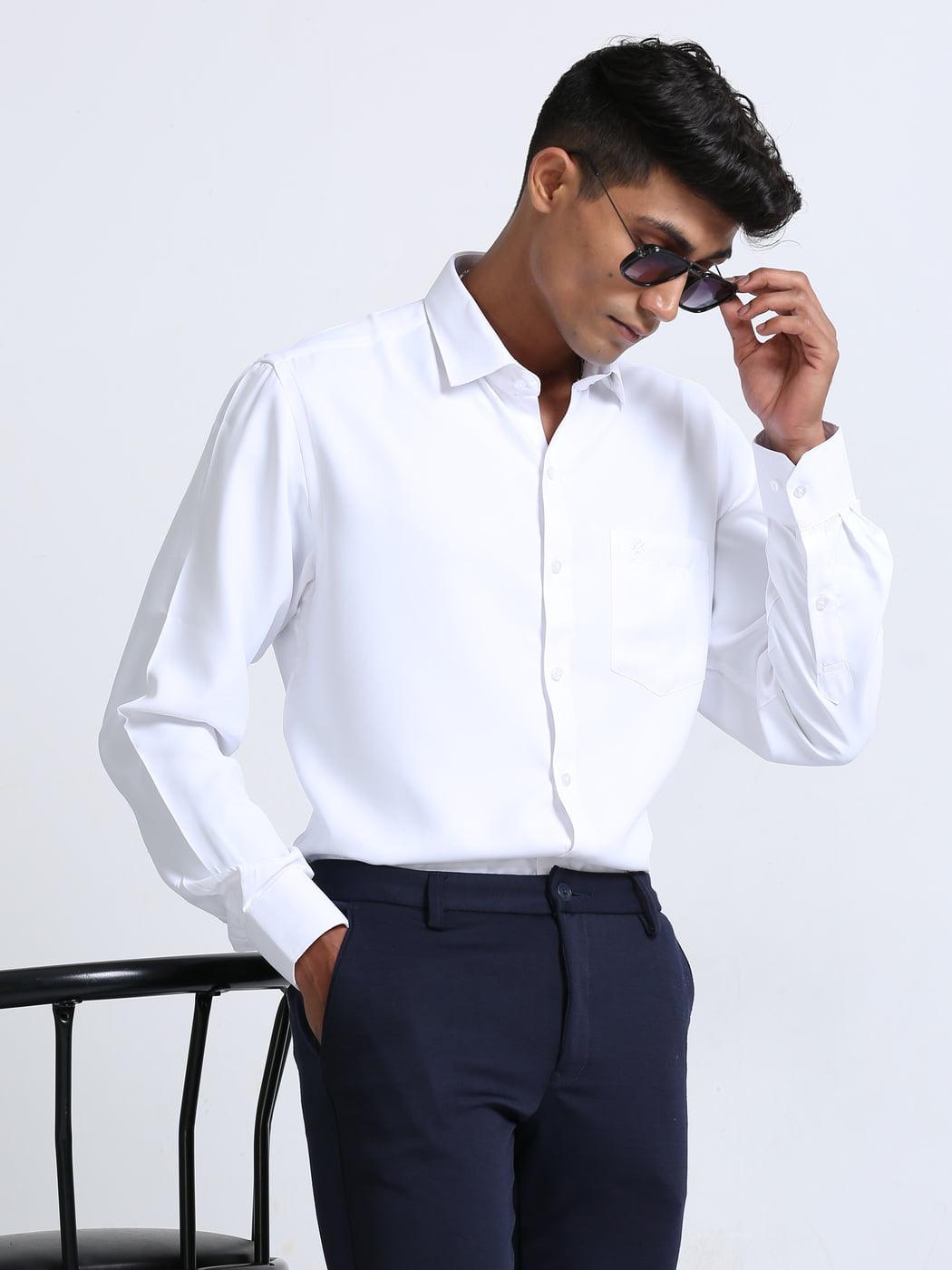 Economic White Shirt Full Sleeve