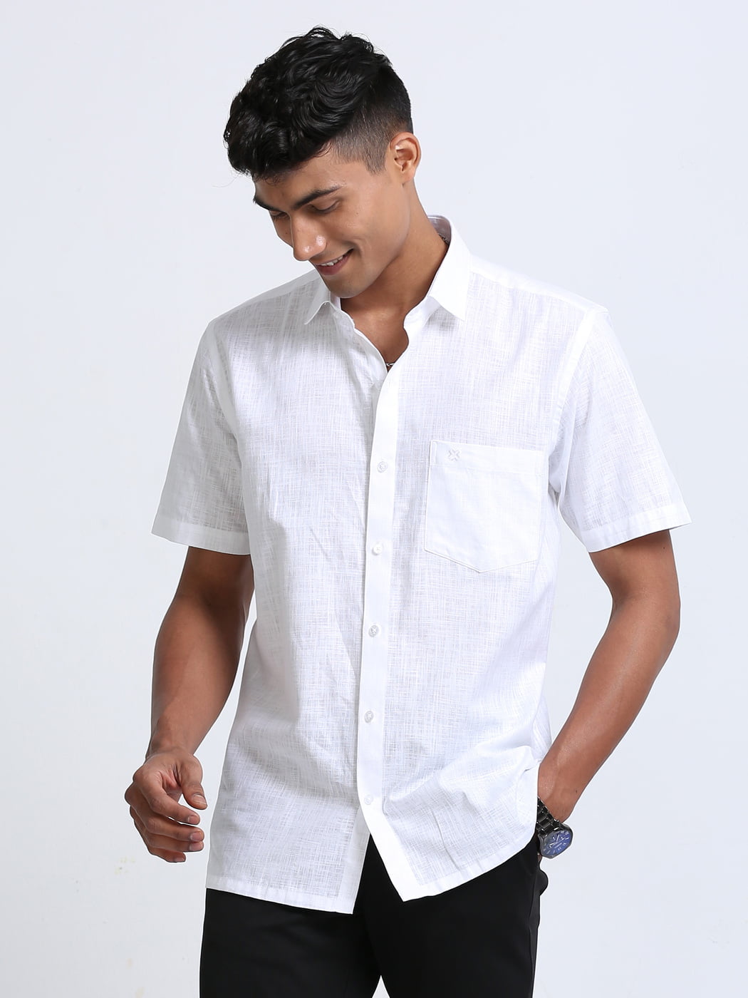 Cotton Finish White Shirt Half Sleeve