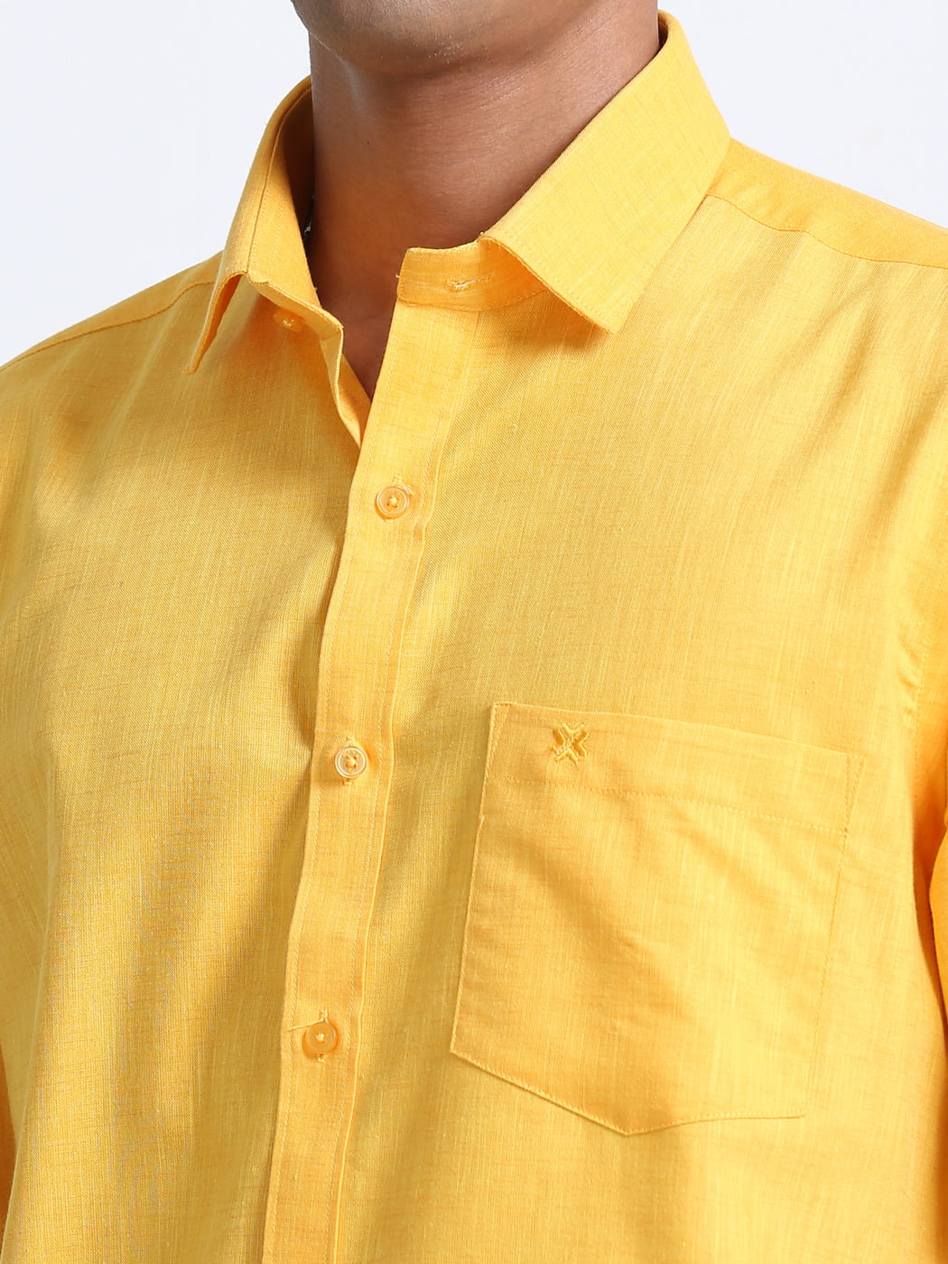 Cotton Linen Yellow Colour Shirt Full Sleeve