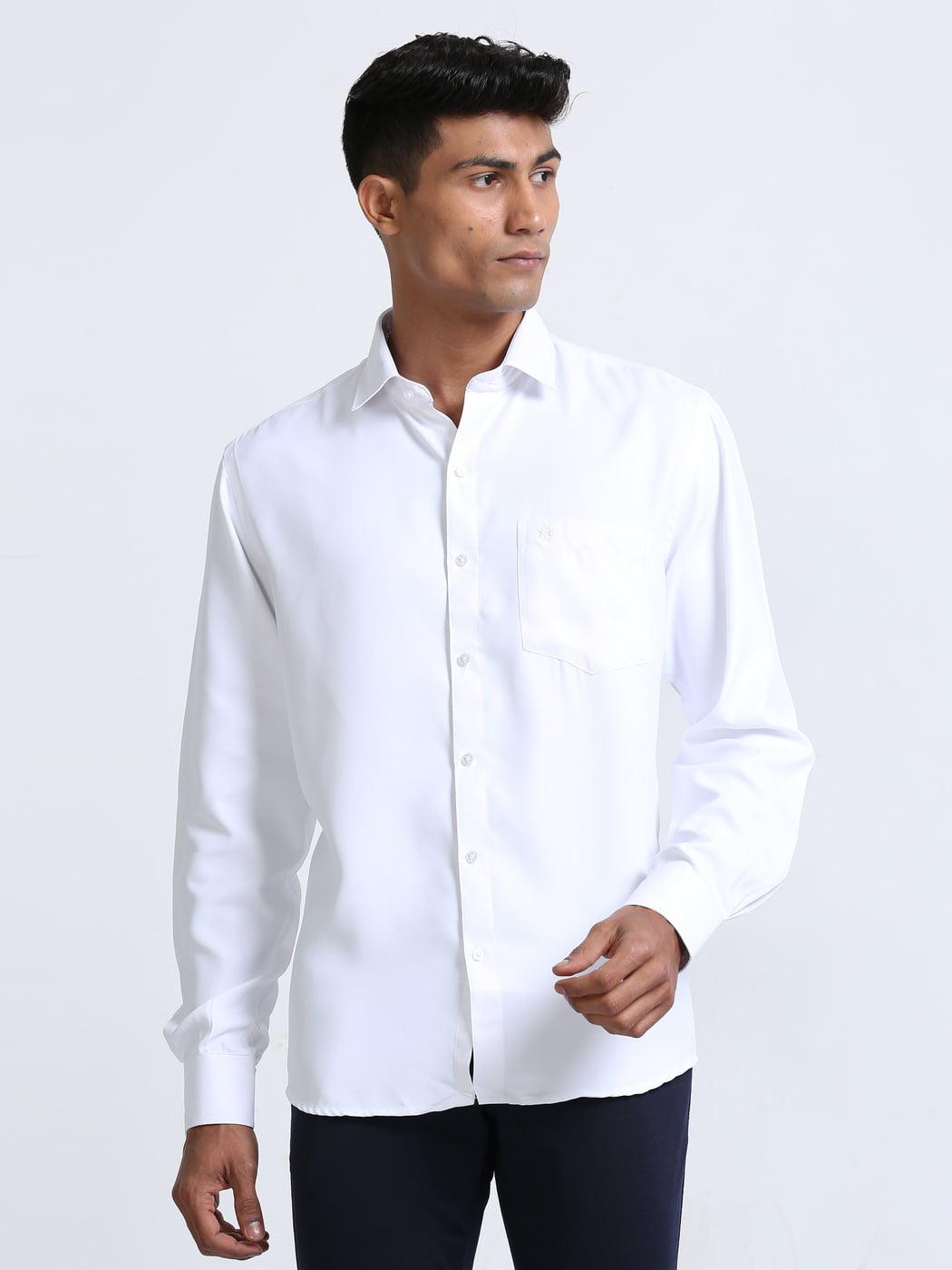 Economic White Shirt Full Sleeve