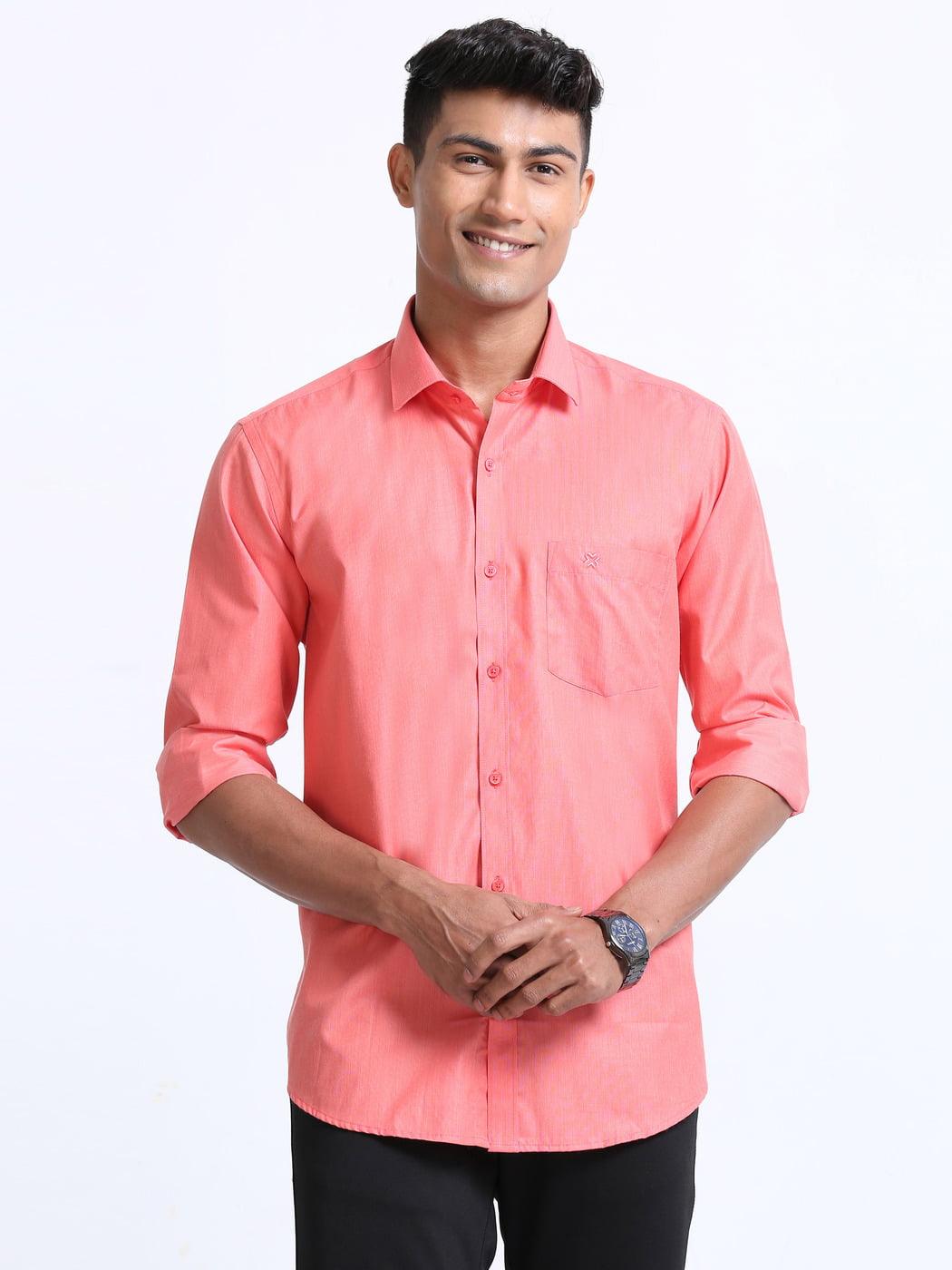 Premium Cotton Salmon Colour Shirt Full Sleeve