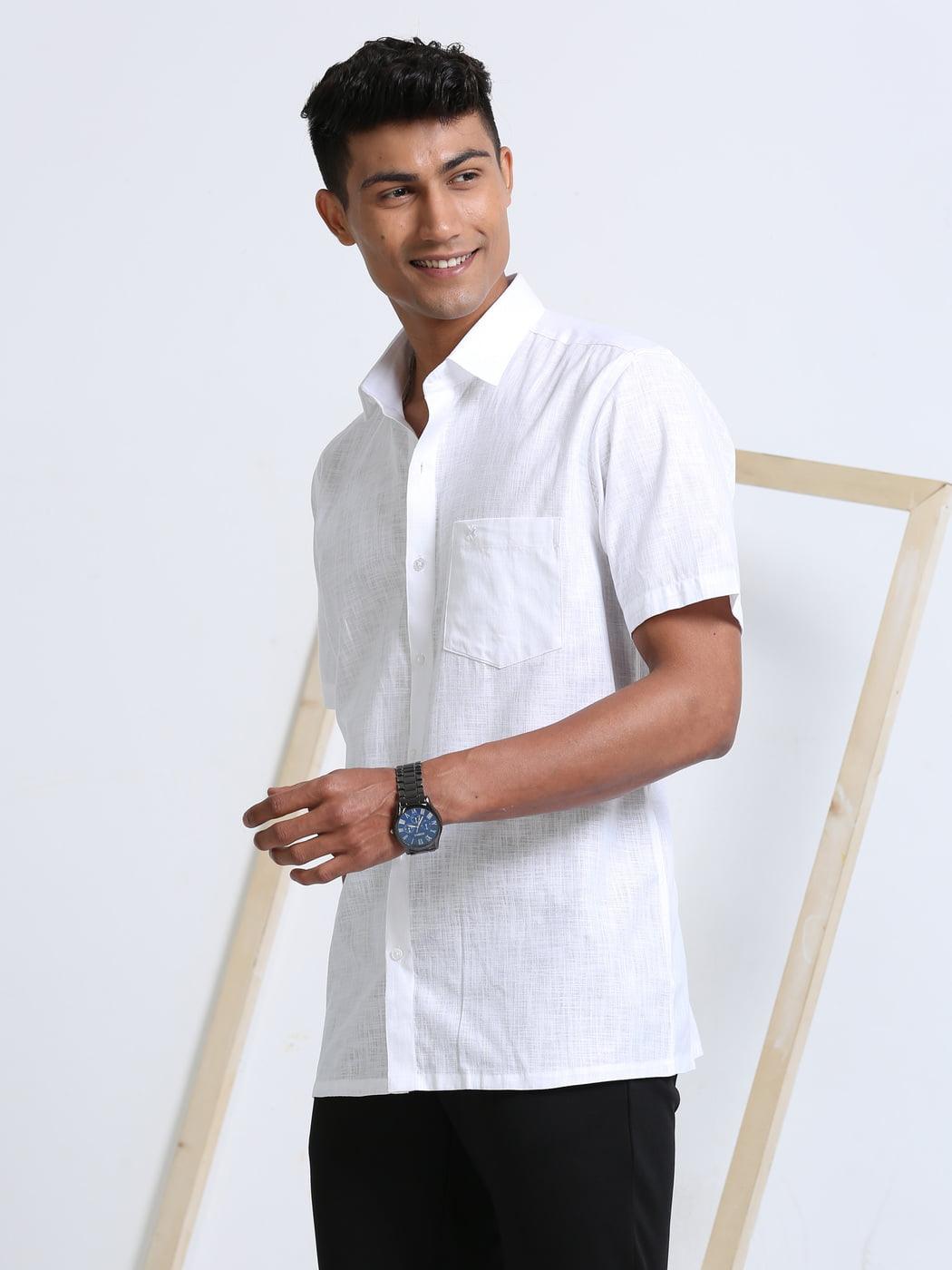 Cotton Finish White Shirt Half Sleeve