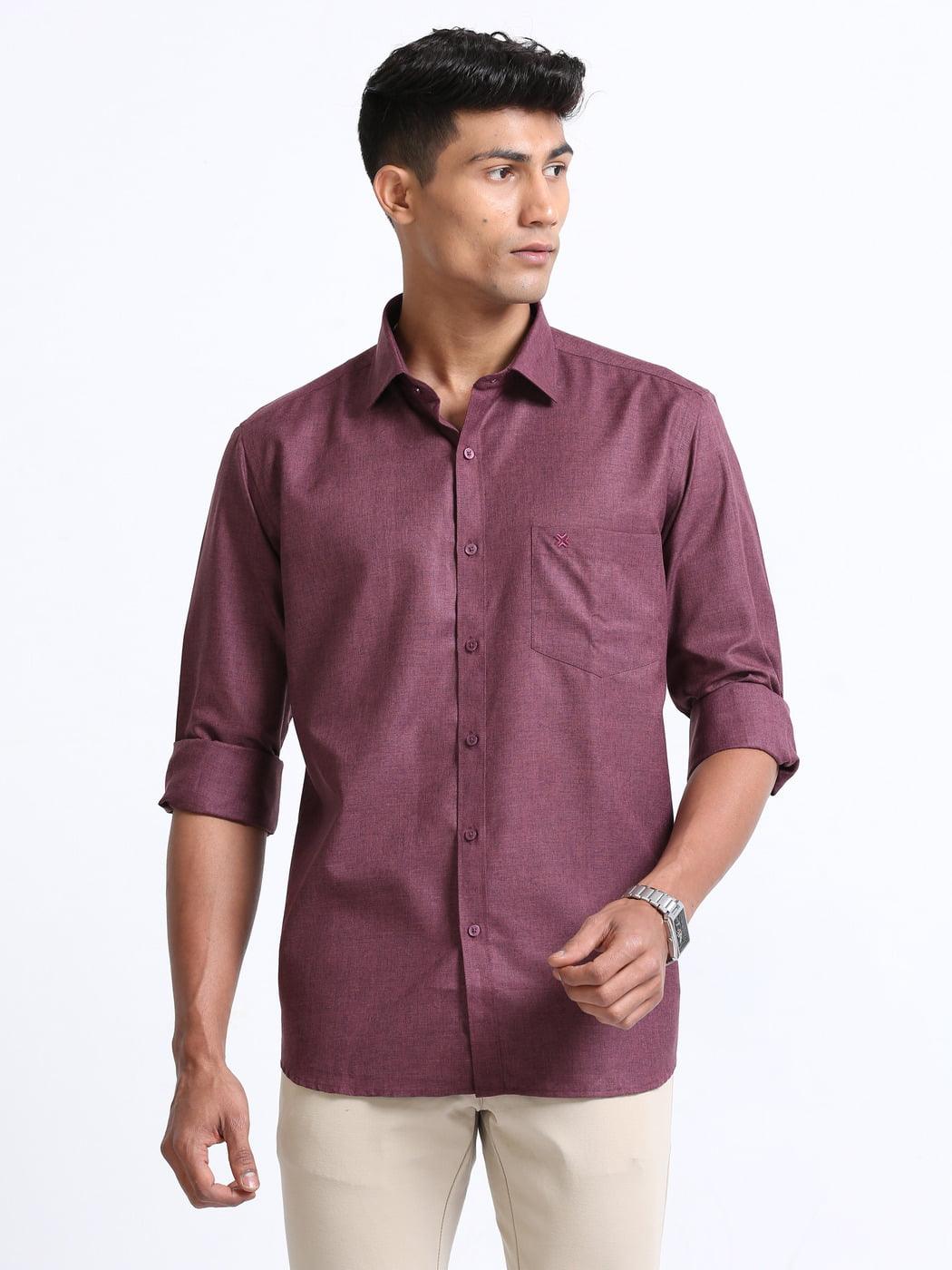 Economic Shirt Purple Colour Full Sleeve