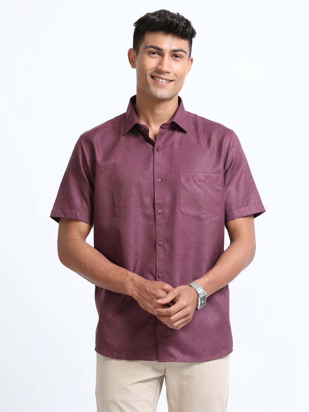 Economic Shirt Purple Colour Half Sleeve