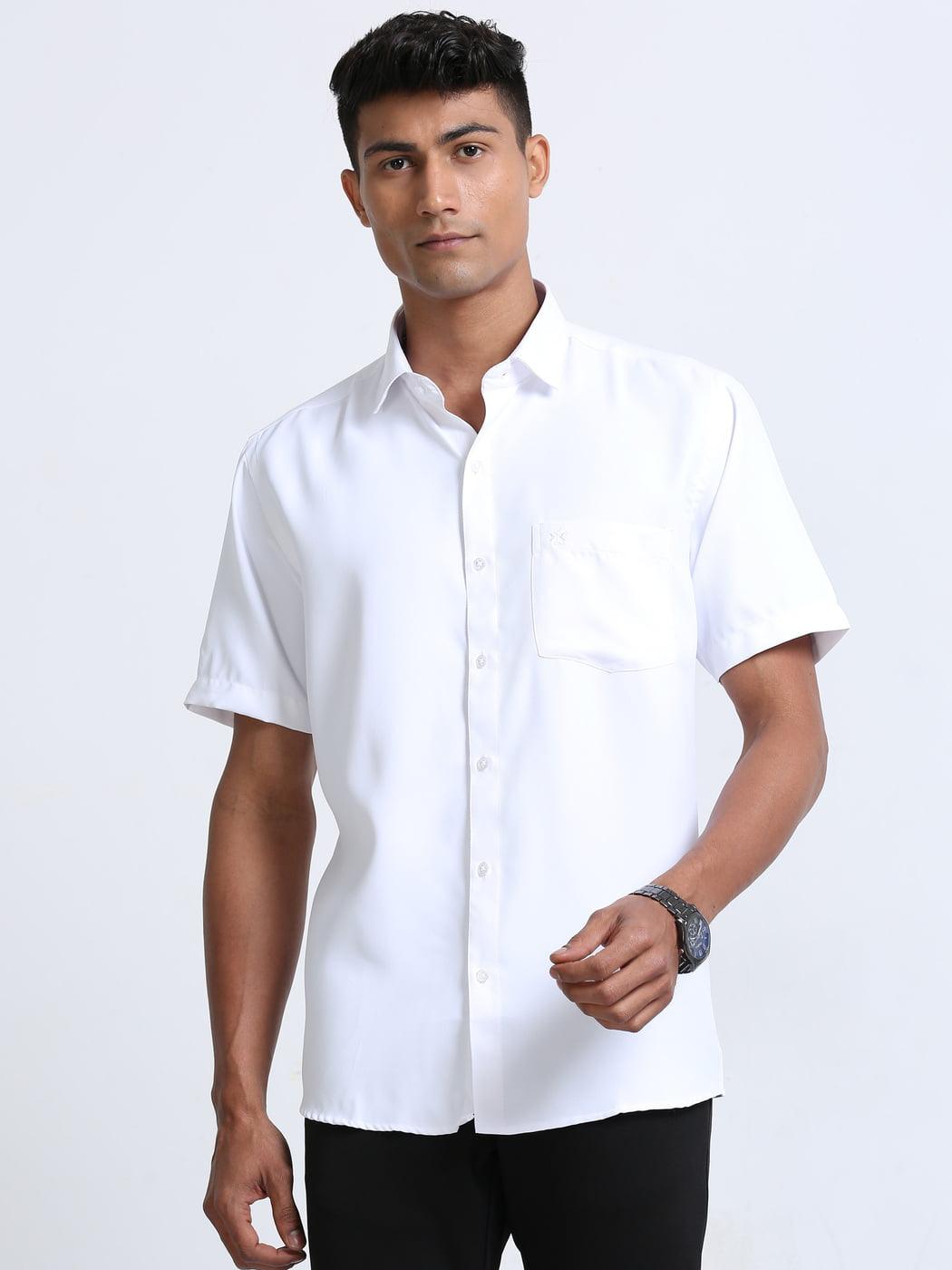 Economic White Shirt Half Sleeve