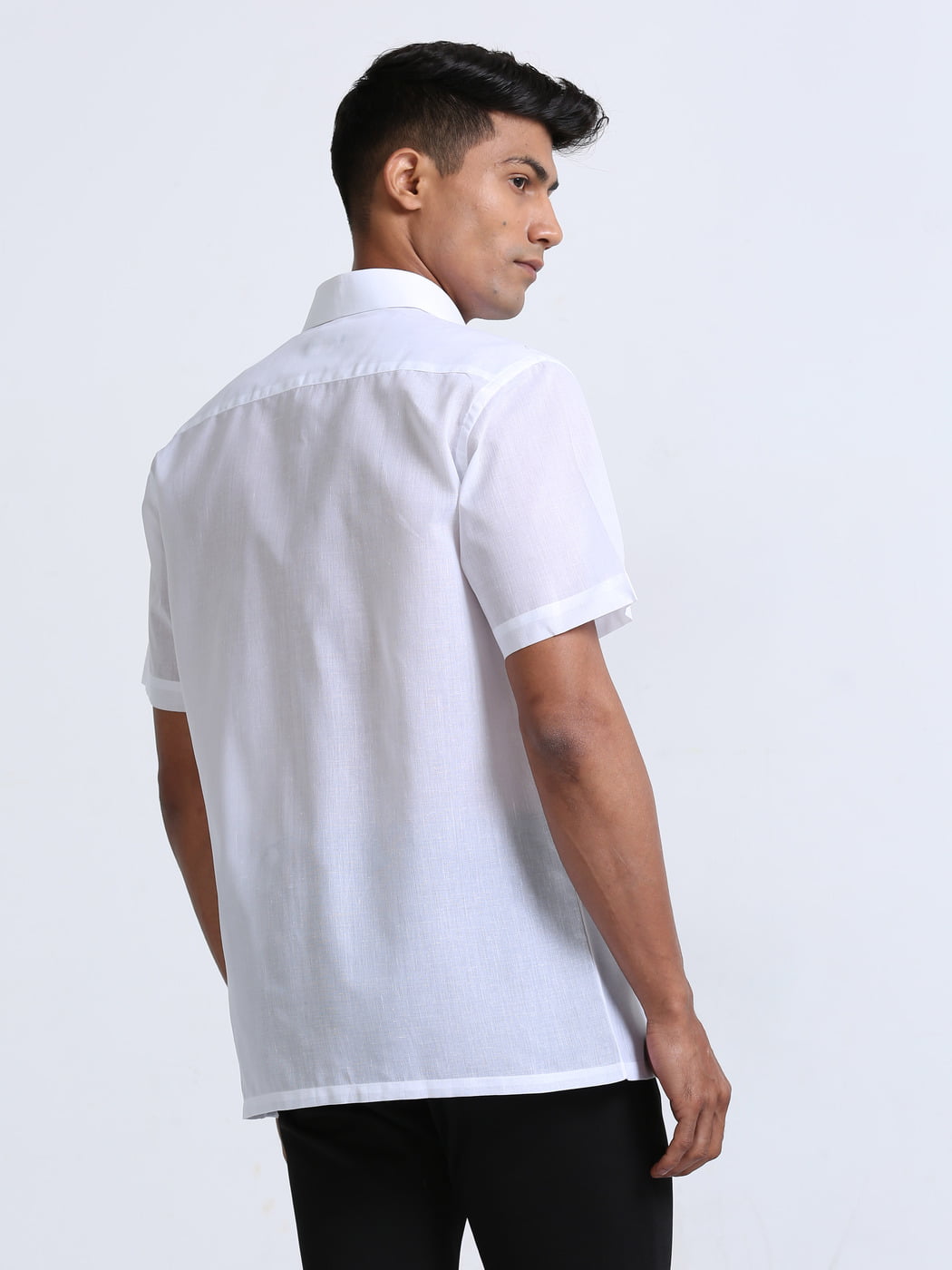 Cotton Linen White Shirt Half Sleeve