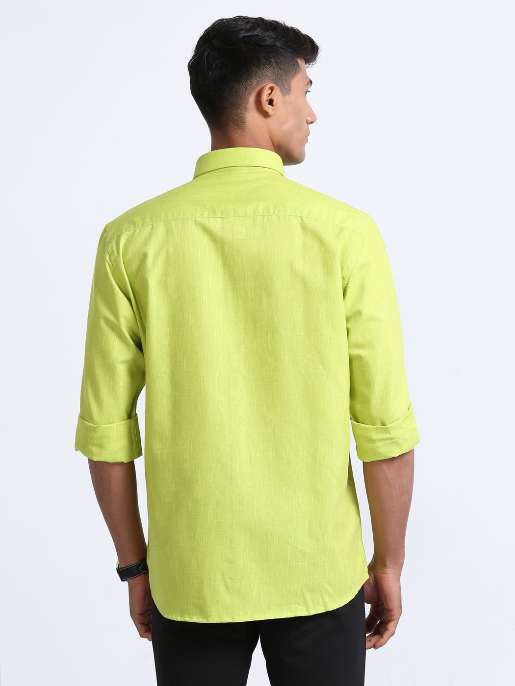 Cotton Linen Lime Green Colour Shirt Full Sleeve