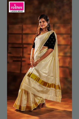 3 GOLD TISSUE SAREE 6.25 MTR