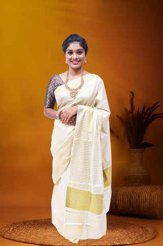 MK-2648 GOLD TISSUE SAREE 6.25 MTR