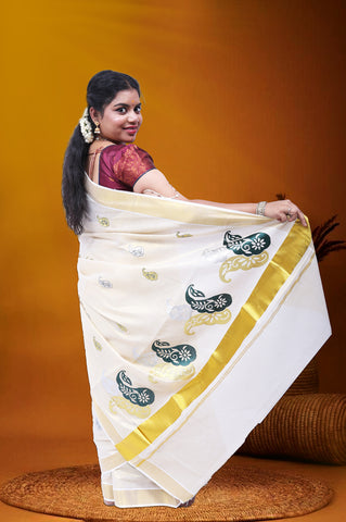 AR-T189 GOLD TISSUE SAREE 6.25 MTR