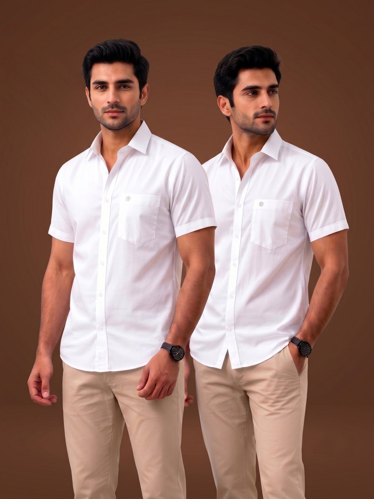 RIXO 2 Pcs Combo - White Shirt