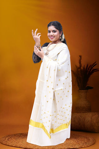 MK-2734 GOLD TISSUE SAREE 6.25 MTR
