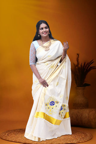 MK-2803 GOLD TISSUE SAREE 6.25 MTR