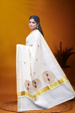 MK-2779 GOLD TISSUE SAREE 6.25 MTR