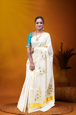 MK-2753 GOLD TISSUE SAREE 6.25 MTR