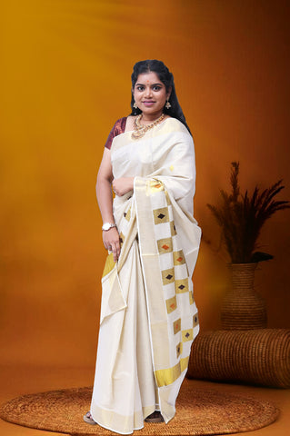 MK-2792 GOLD TISSUE SAREE 6.25 MTR