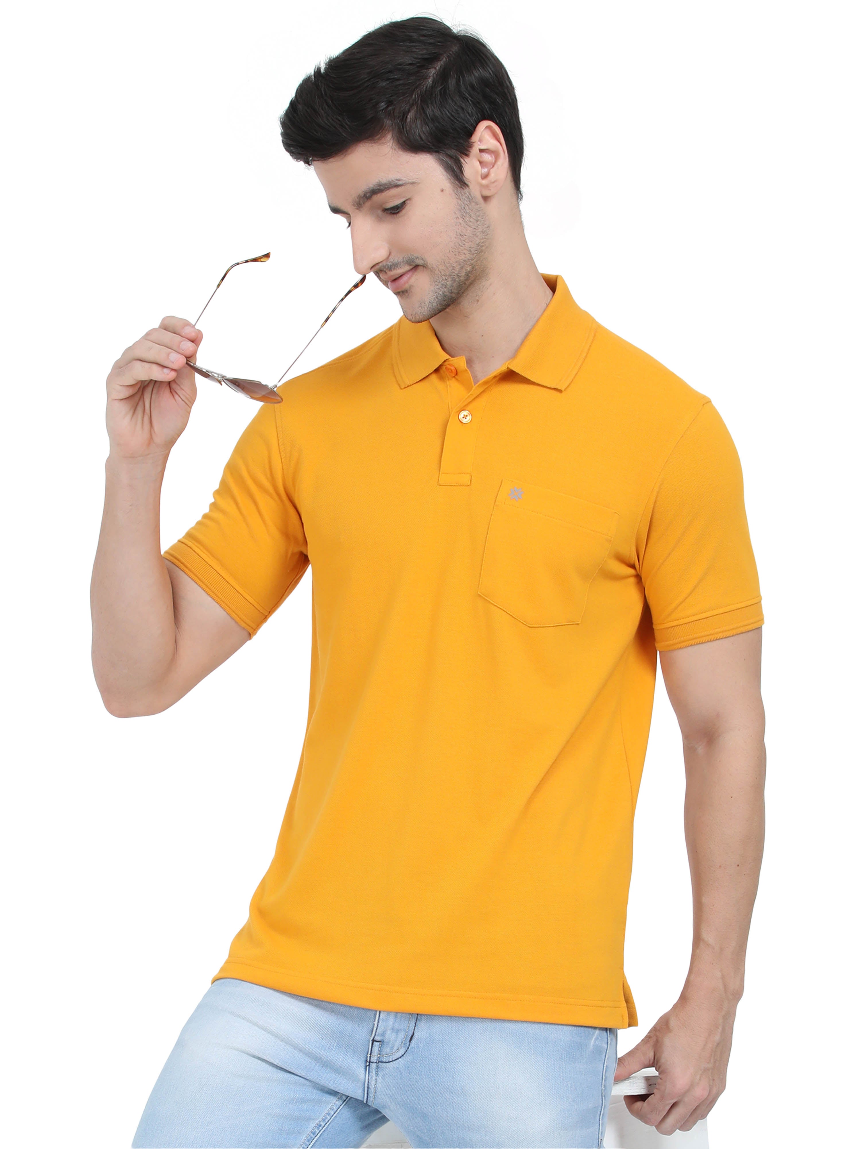 Coral Mustard Colour T-Shirt for Men - 7006 BUY 2 GET 1 FREE
