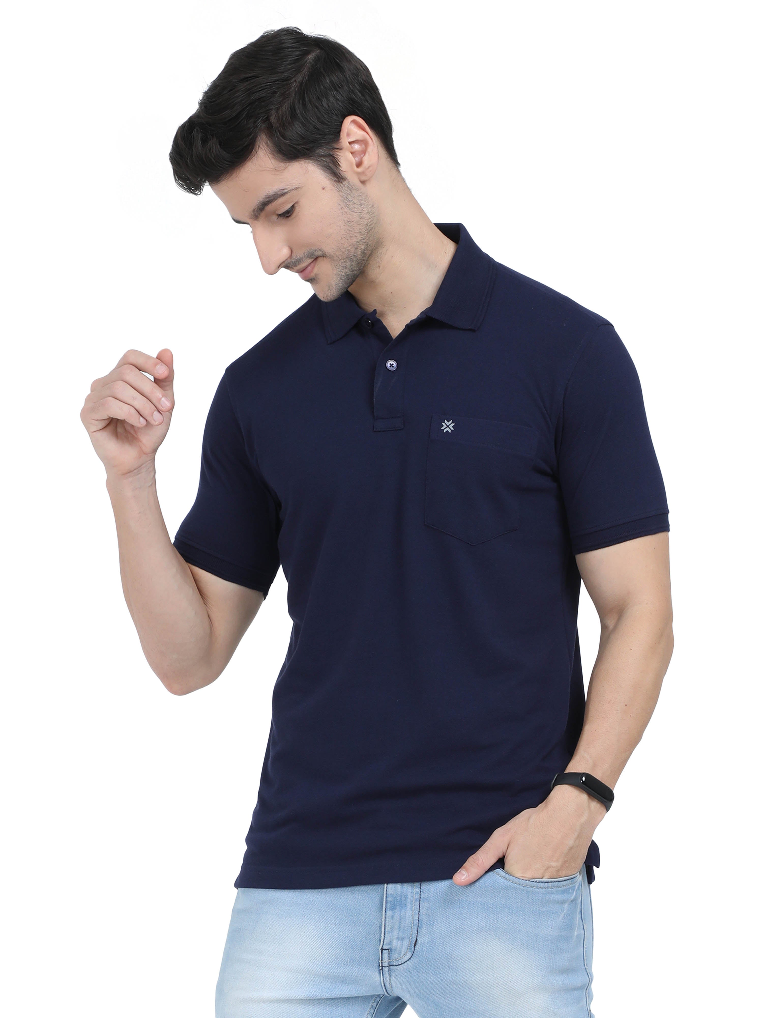 Coral Navy Colour T-Shirt for Men - 7007 BUY 2 GET 1 FREE