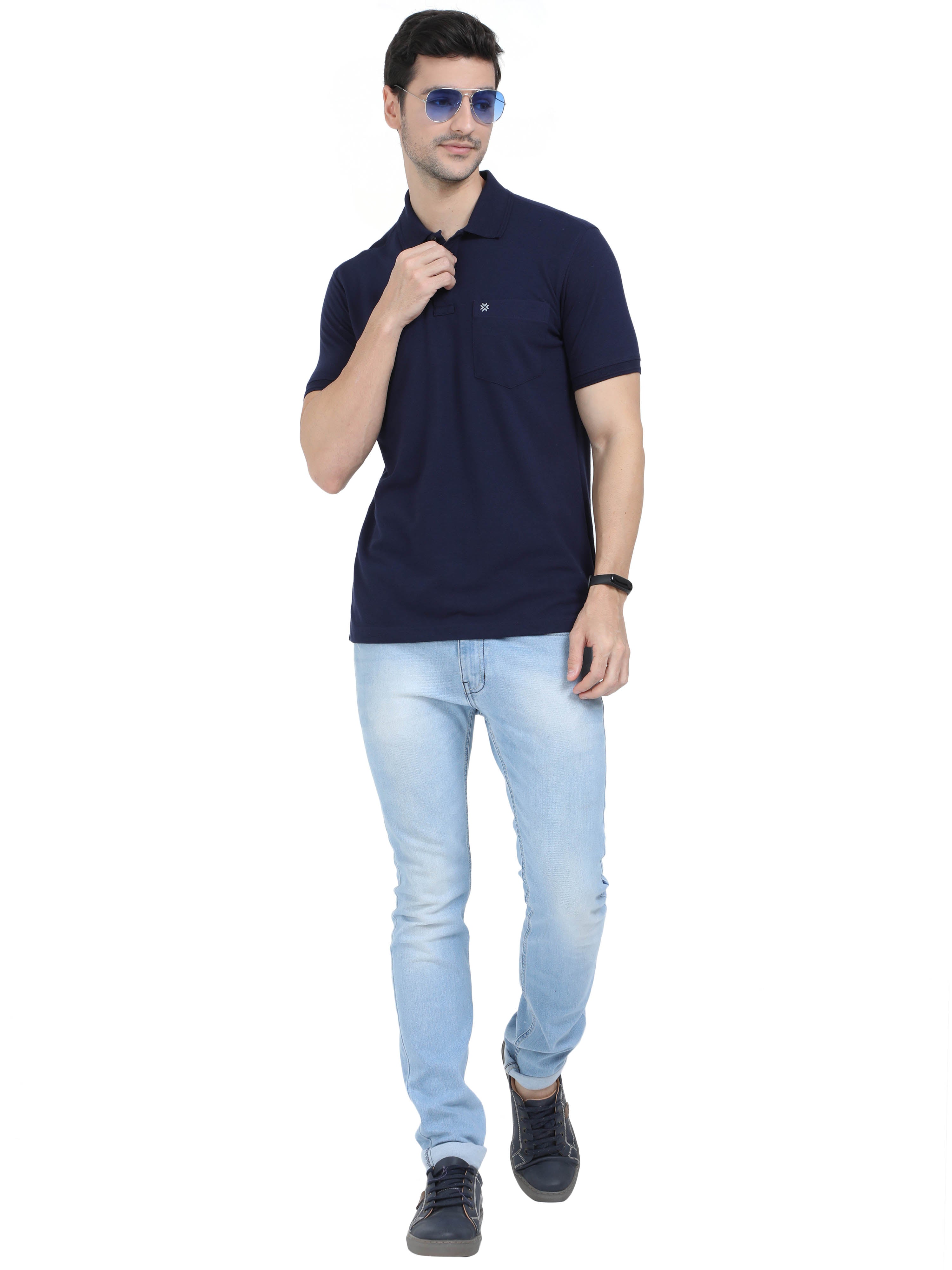 Coral Navy Colour T-Shirt for Men - 7007 BUY 2 GET 1 FREE