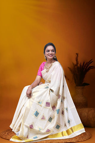 MK-2727 GOLD TISSUE SAREE 6.25 MTR