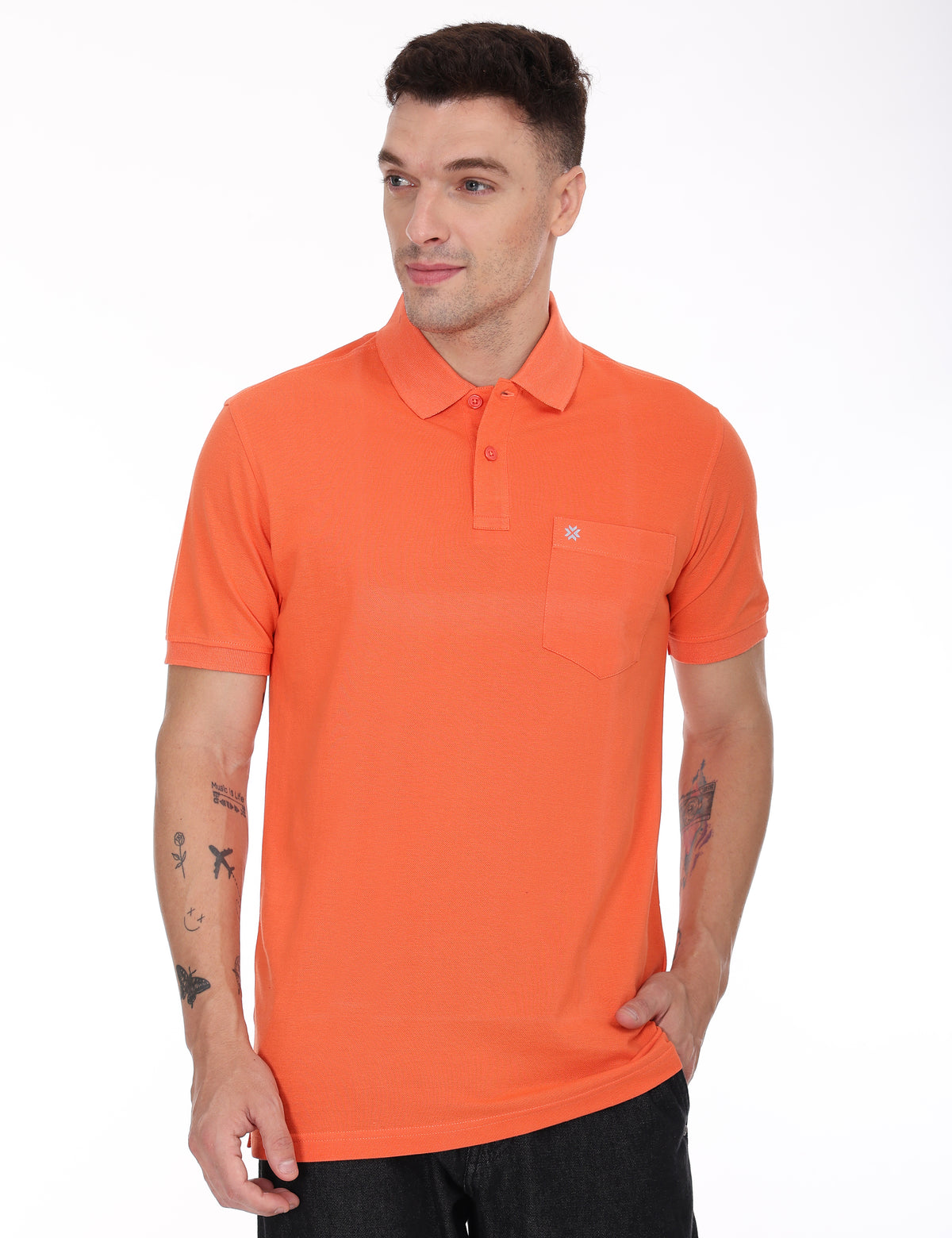 Coral Fanta Orange Colour T-shirt - 7003