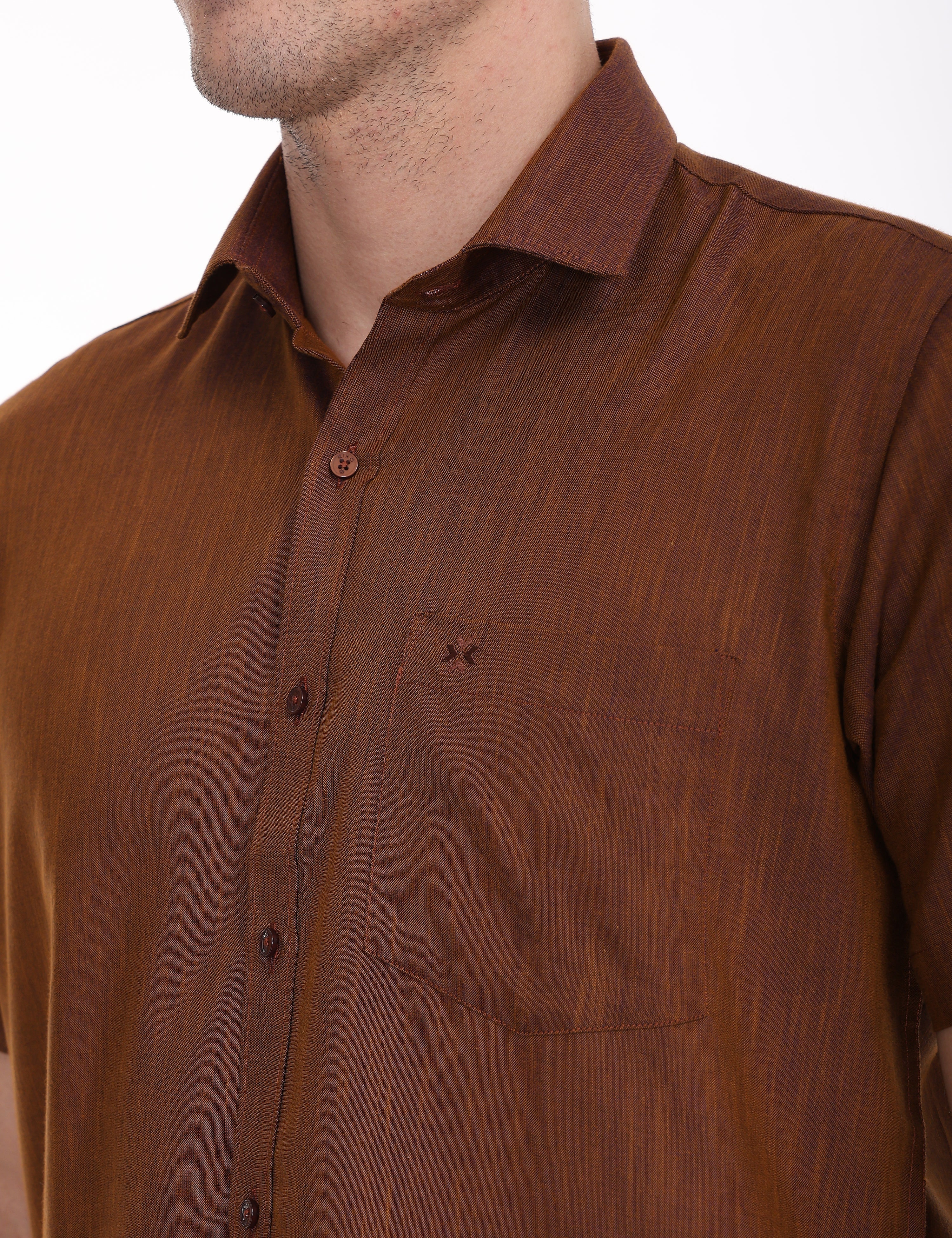 Linseed Cotton Colour Shirt Half Sleeve - 17013