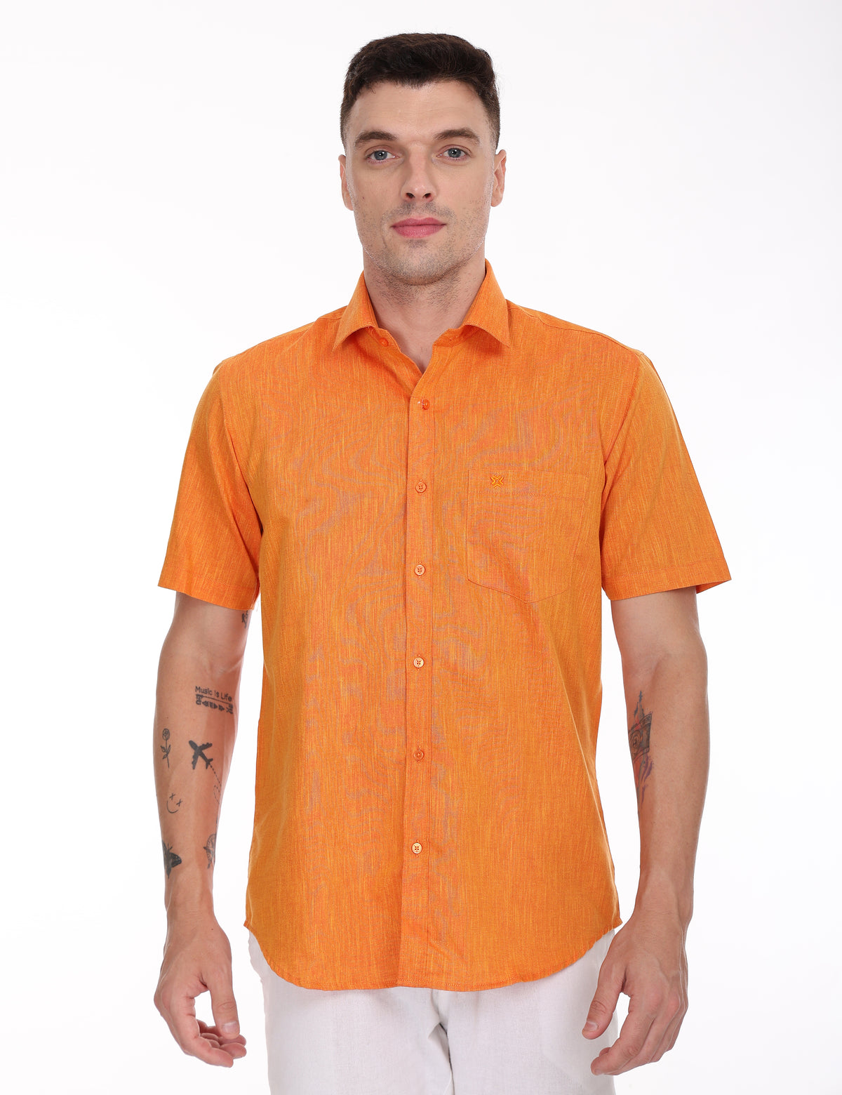 Linseed Cotton Colour Shirt Half Sleeve - 17005