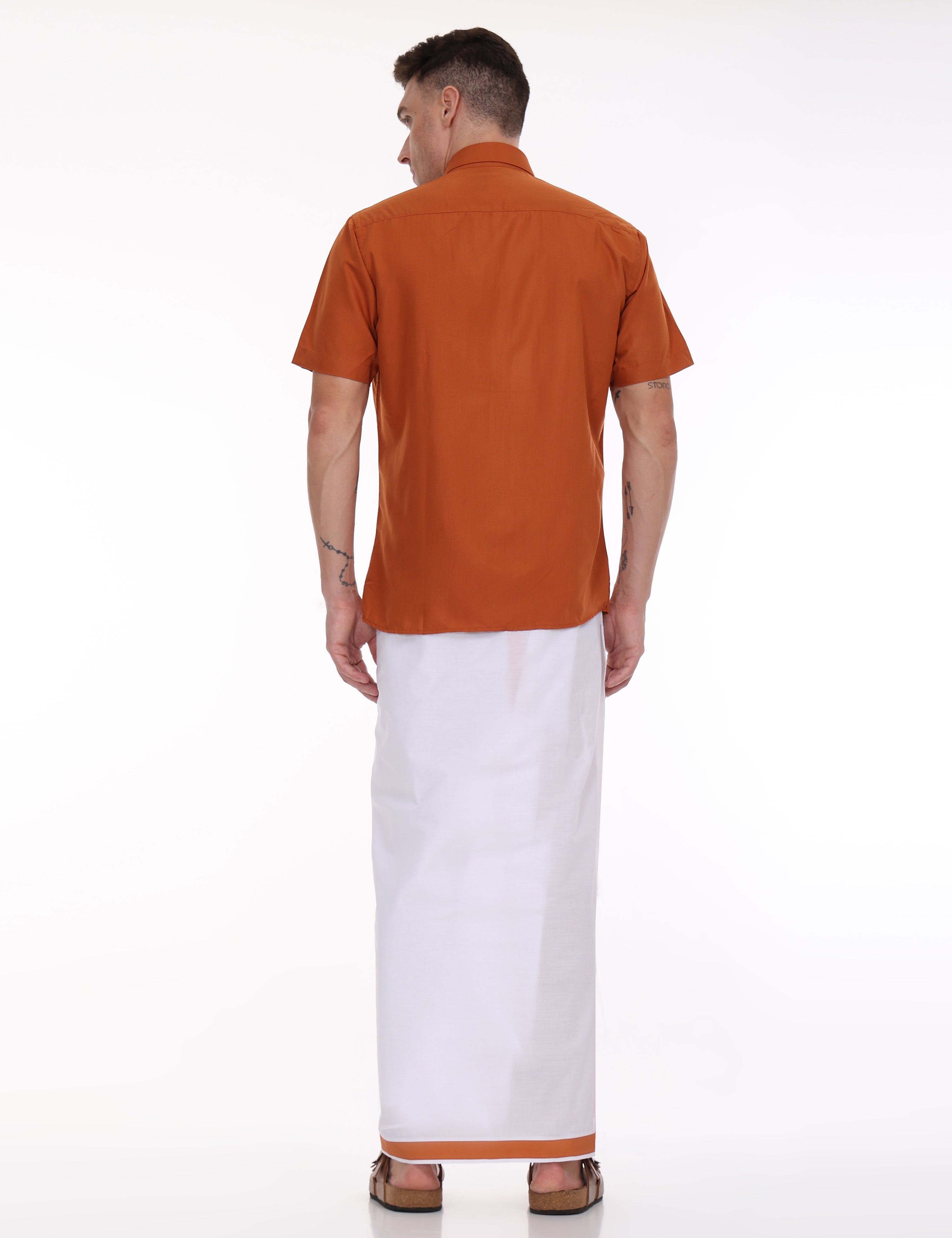 Cool Club Plus Cotton Half Sleeve Shirt for Men Orange Colour - 31008