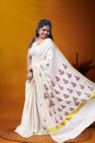 MK-2756 GOLD TISSUE SAREE 6.25 MTR