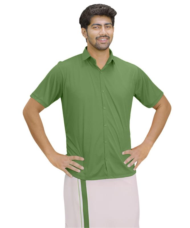 Green Colour Hitler Shirt + Dhothie Set