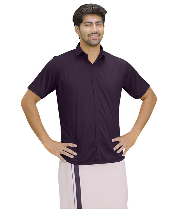 Purple Colour Hitler Shirt + Dhothie Set