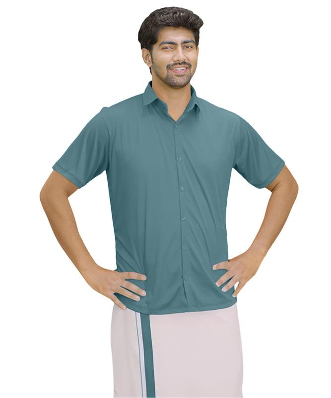 Light Green Colour Hitler Shirt + Dhothie Set