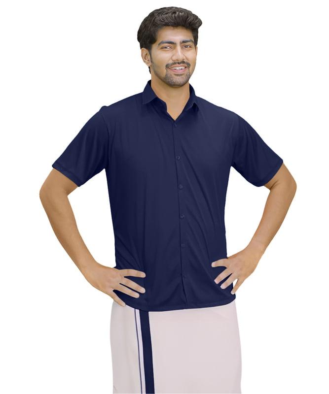 Dark Blue Colour Hitler Shirt + Dhothie Set