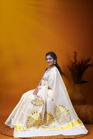 AR-T188 GOLD TISSUE SAREE 6.25 MTR