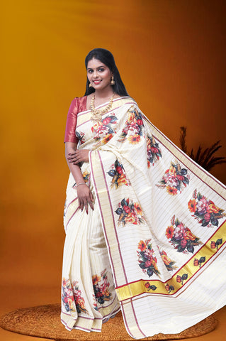 MK-2768.2 GOLD TISSUE SAREE 6.25 MTR