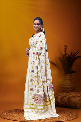 MK-2775 GOLD TISSUE SAREE 6.25 MTR