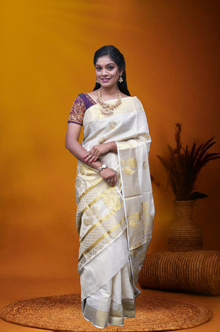 KS-837 GOLD TISSUE SAREE 6.25 MTR