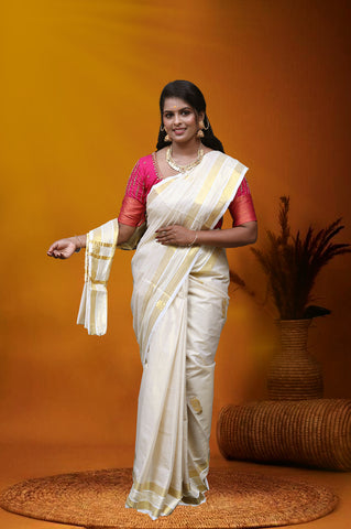 KS-844 GOLD TISSUE SAREE 6.25 MTR
