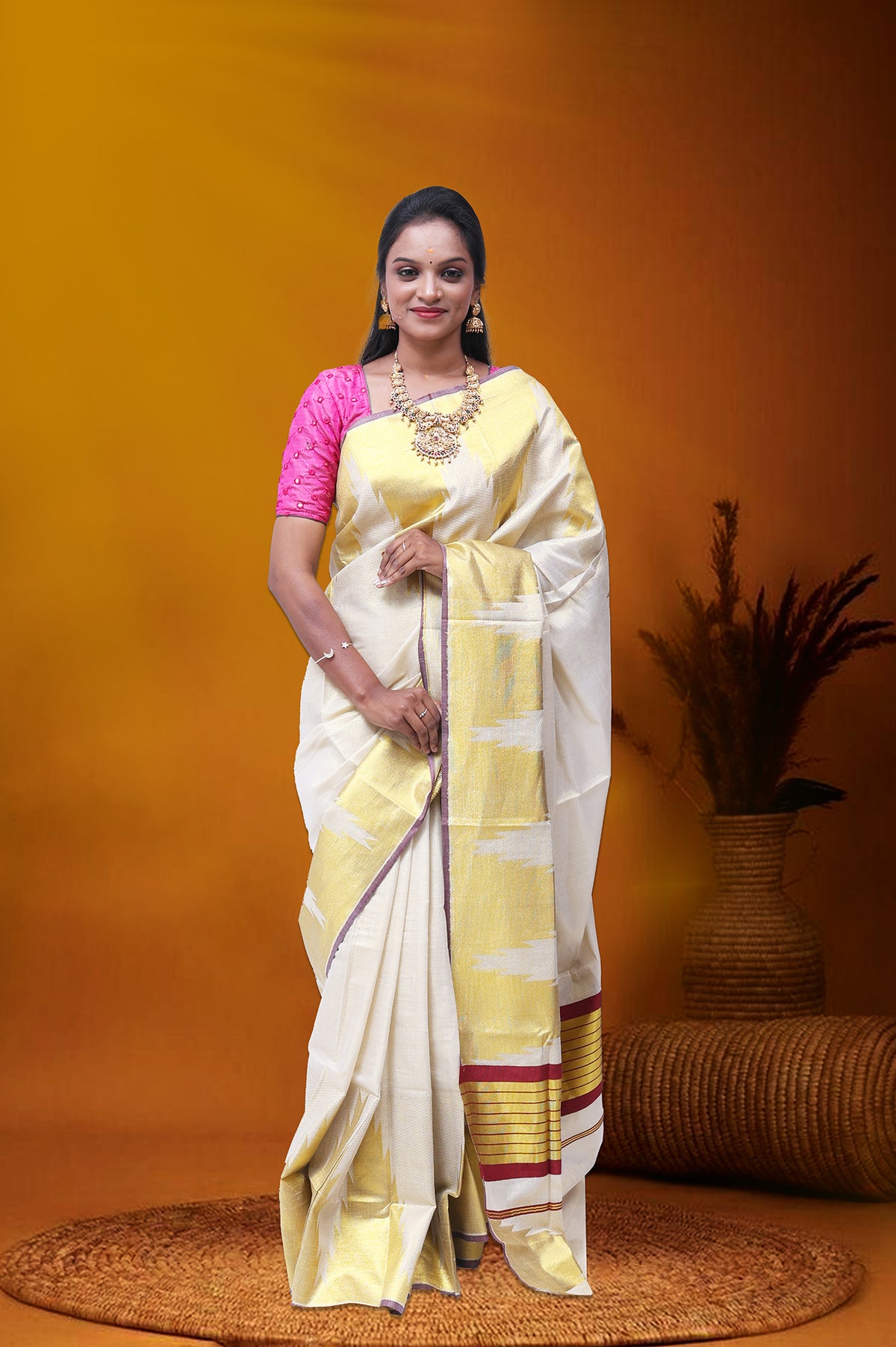 KS-425 GOLD TISSUE SAREE 6.25 MTR