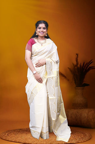 AR-C155 GOLD KASAVU SAREE 6.25 MTR